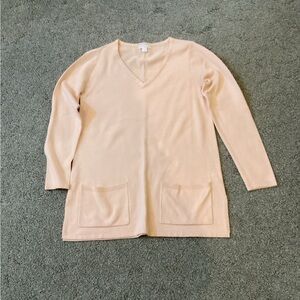 New York & Company Cream V-Neck Sweater